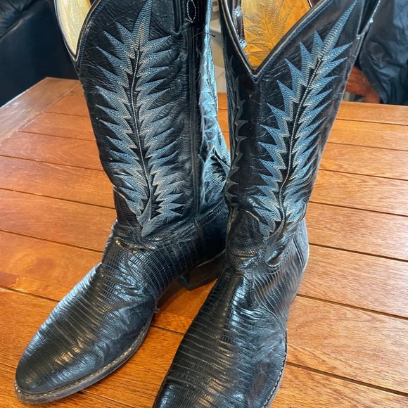 Tony Llama Black Lizard Cowboy Boots size 10.5 - Picture 1 of 3